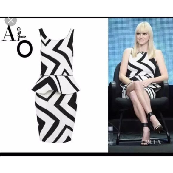 Alice + Olivia Monaco Crochet Pleated Peplum Dress Black and White Size XS NWT - Picture 2 of 13
